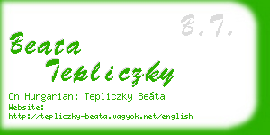 beata tepliczky business card